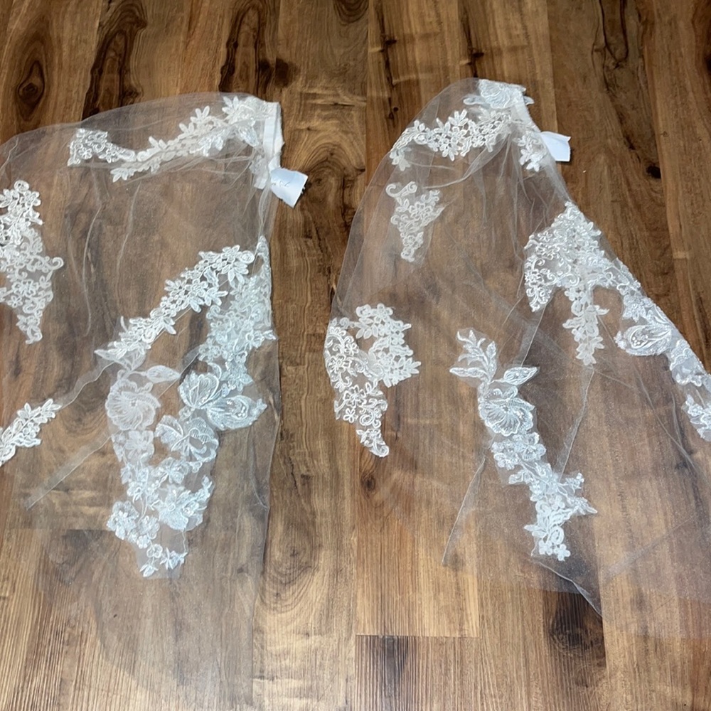 NWOT Custom Made Bridal Floral Lace and Tulle Bell Sleeves for Wedding Dress